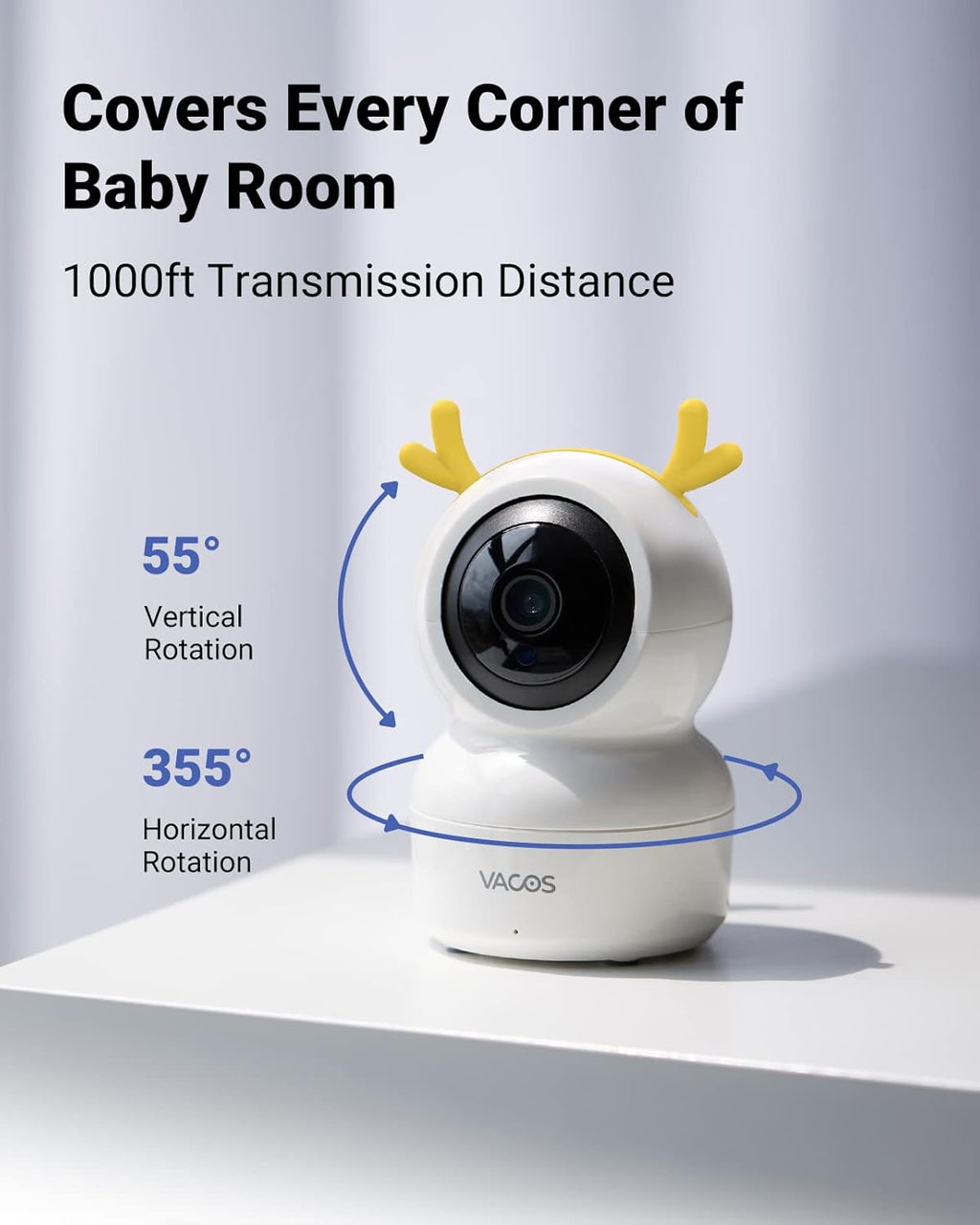 Baby Monitor with Camera and Audio, 720P 5 HD Display, Night Vision, 1000ft Range P18168