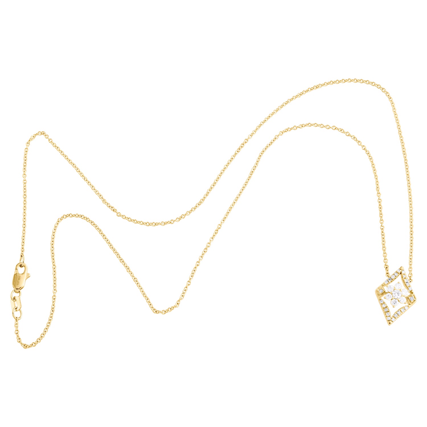 14K Yellow Gold Diamond Geometric Cluster Necklace 18" S536734