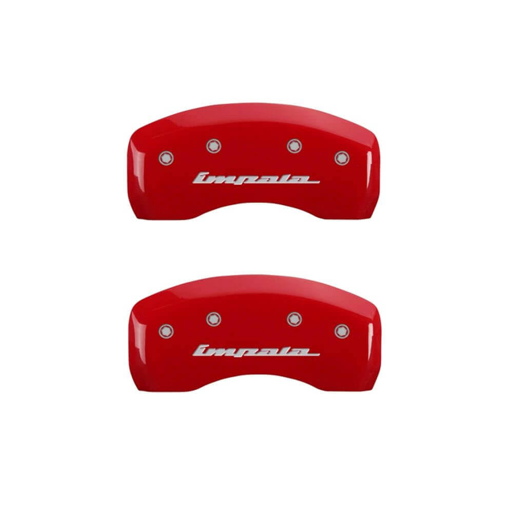 4 Caliper Covers Red Finish Silver D466
