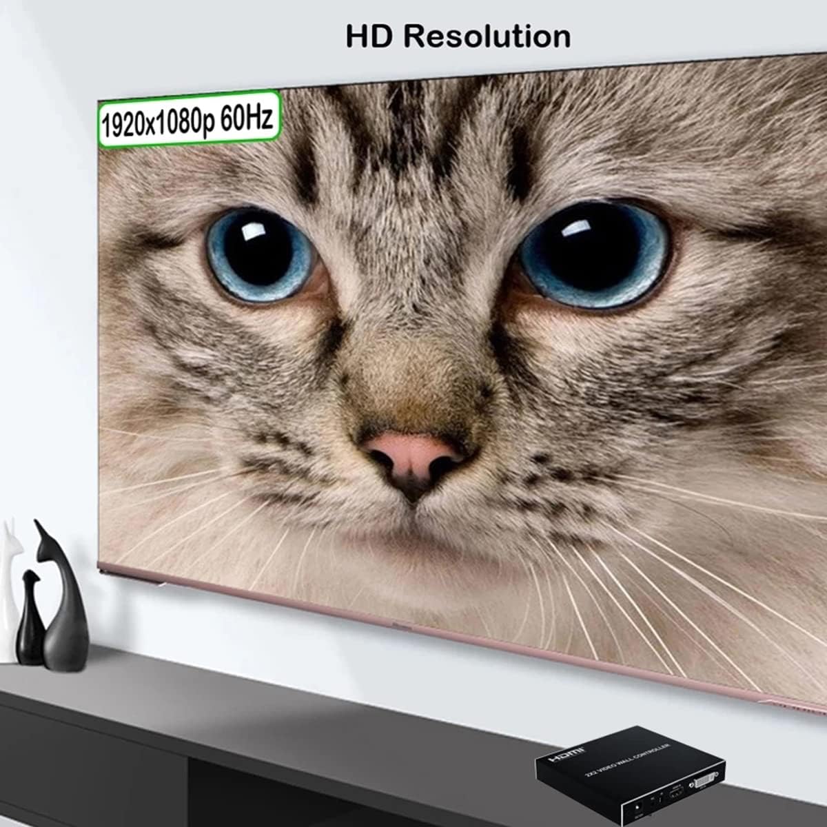 4K 2x2 Video Wall Controller Splitter, 4X1 Quad Viewer, 1 HDMI/DVI Input 4 HDMI Output, Video Wall Processor with RS232 Control W643