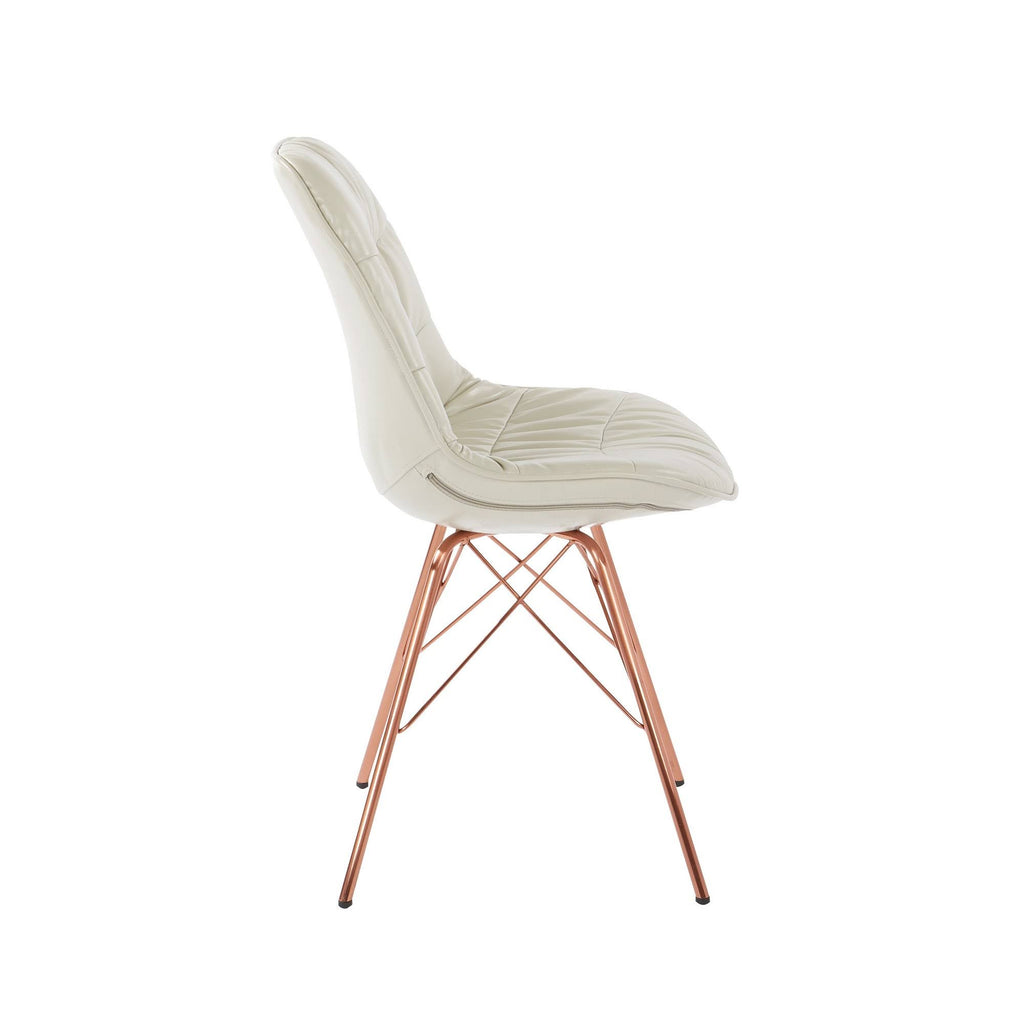 Cream Faux Leather Chair with Rose Gold Base I931