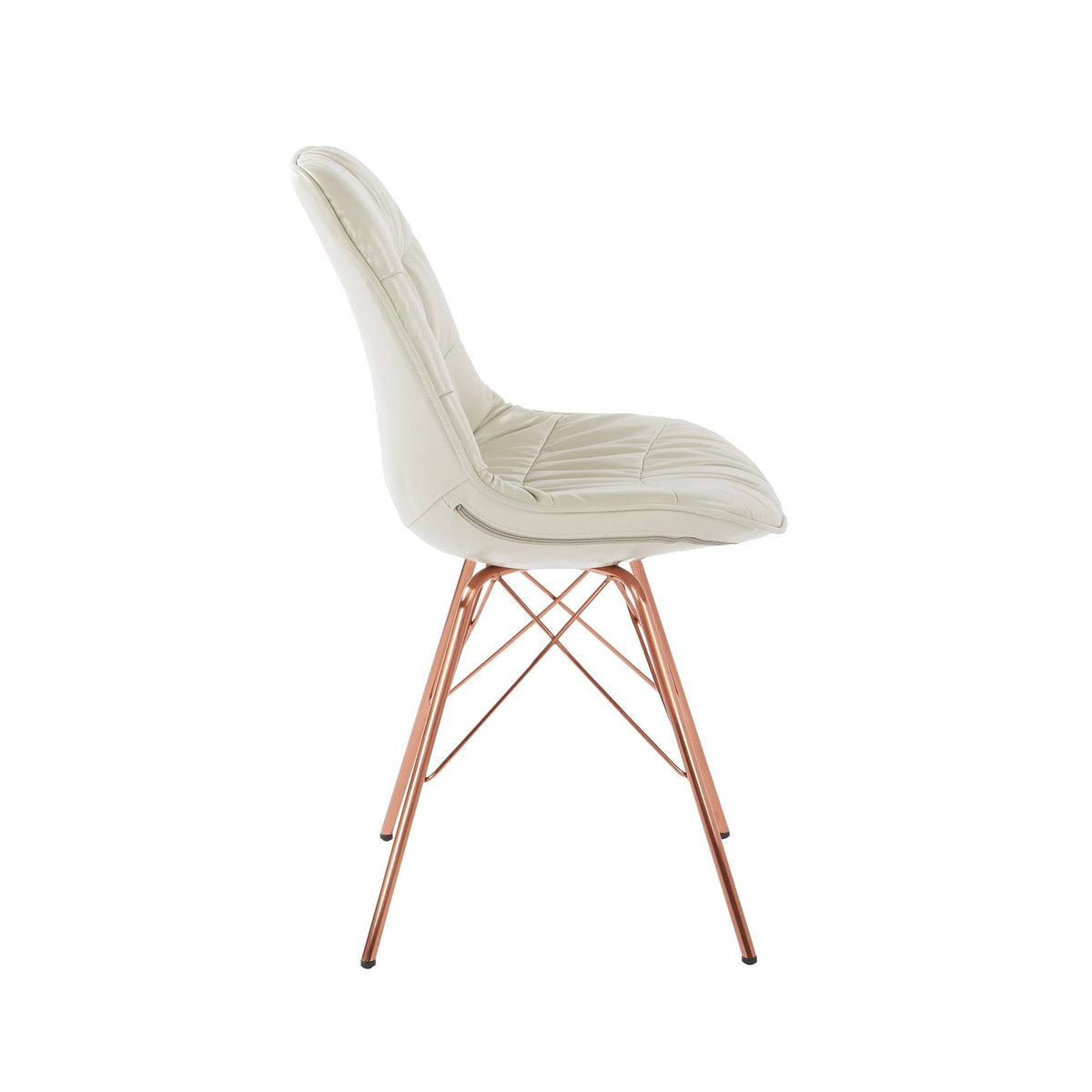 Cream Faux Leather Chair with Rose Gold Base I931