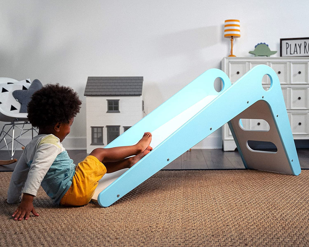 Wooden Indoor Slide for Kids Ages 18mo - 4 Years (Blue) U732206