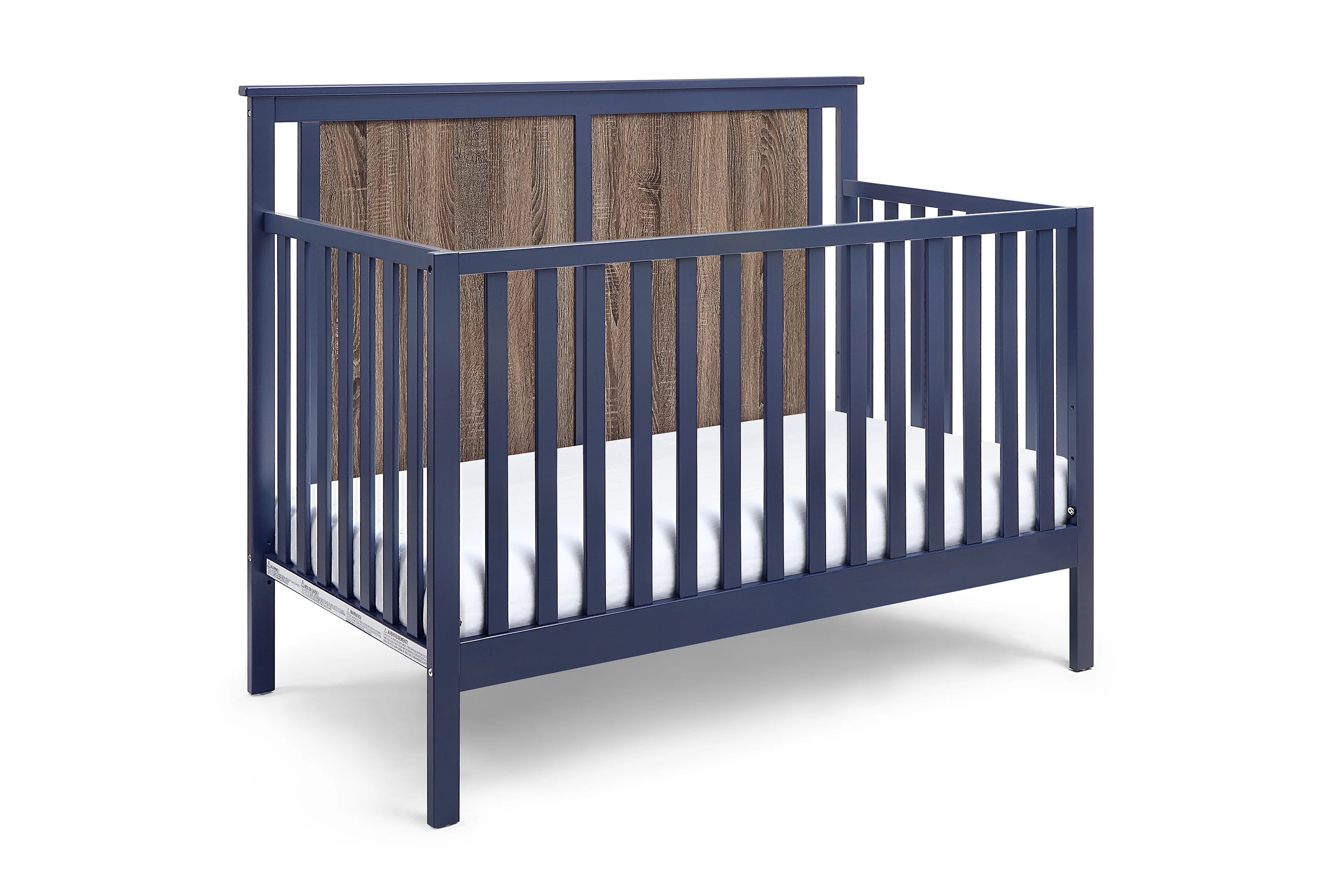 Midnight Blue and Vintage Walnut Finish Crib O91037