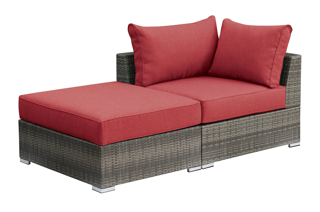 Red Resin Wood Modular Sofa Set 2pc S503