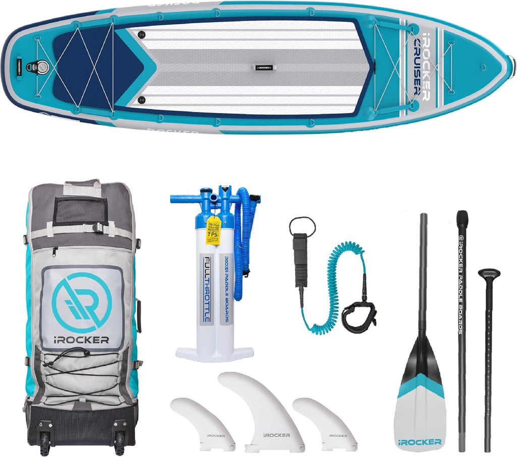 Inflatable Stand Up Paddle Board 10'6 x 33 x 6 with Roller Bag, Carbon Paddle, Pump, Leash, Fins & Repair Kit I4139