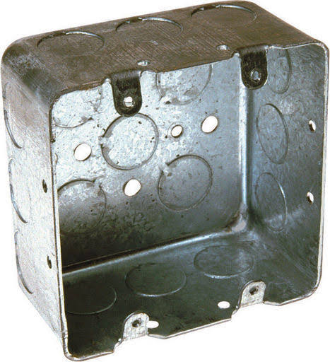 4 in. Square 2 Gang Junction Box 1/2 in. Gray Steel P28420