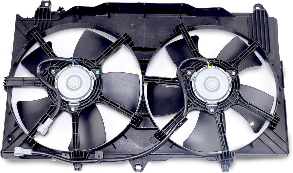 Dual Radiator A/C Condenser Cooling Fan Motor Assembly for 2003-2006 Nissan 350Z / 2003-2006 Infiniti G35 Sedan / 2003-2007 Infiniti G35 Coupe V77438