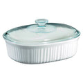 French White 2.5 qt Oval Covered Casserole E3022