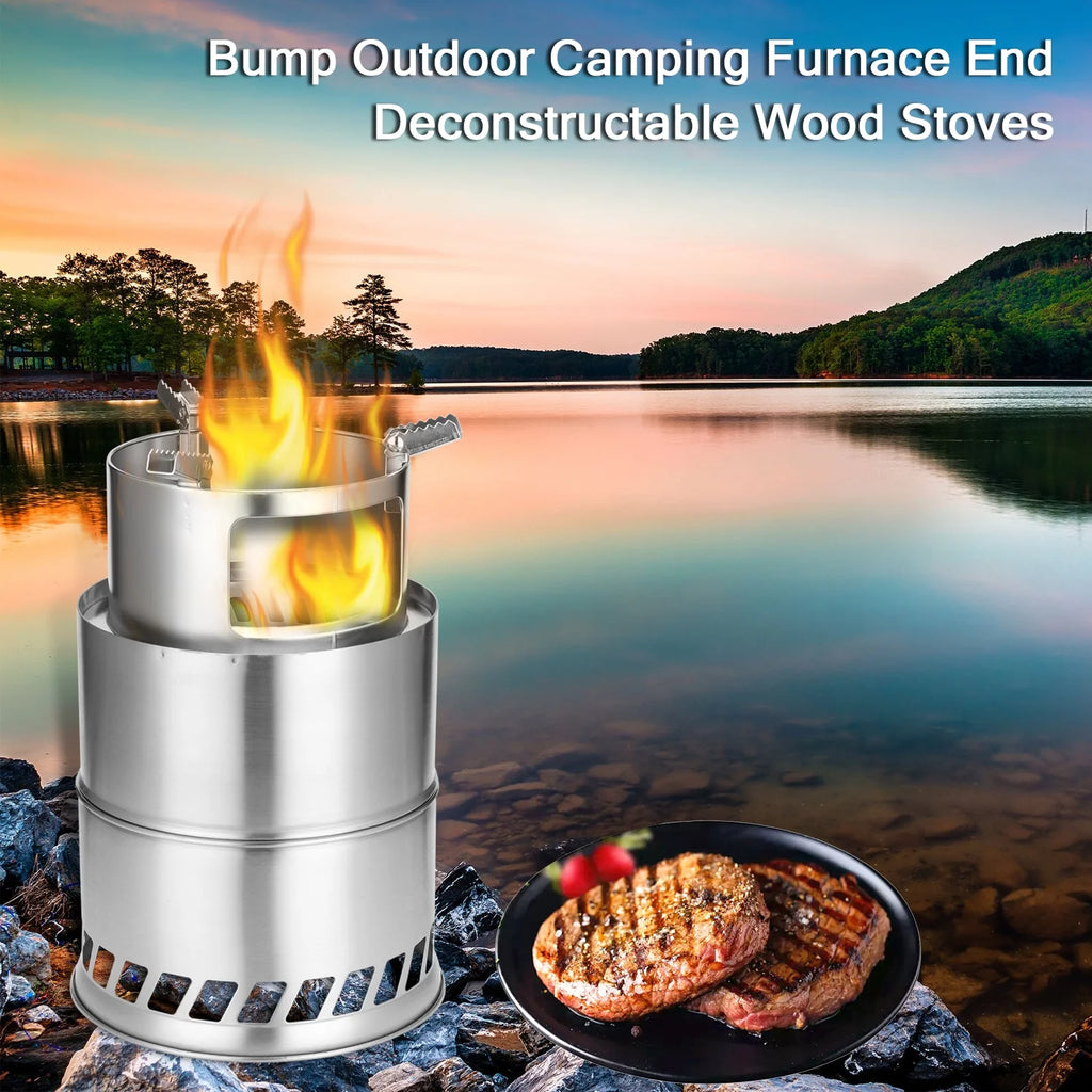 Camping Furnace Stainless Steel Detachable Wood Stove A747
