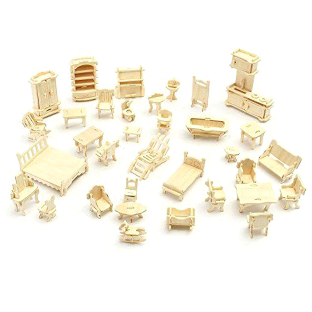 Vintage Wooden Dolls Puzzle Set House Miniature V69843