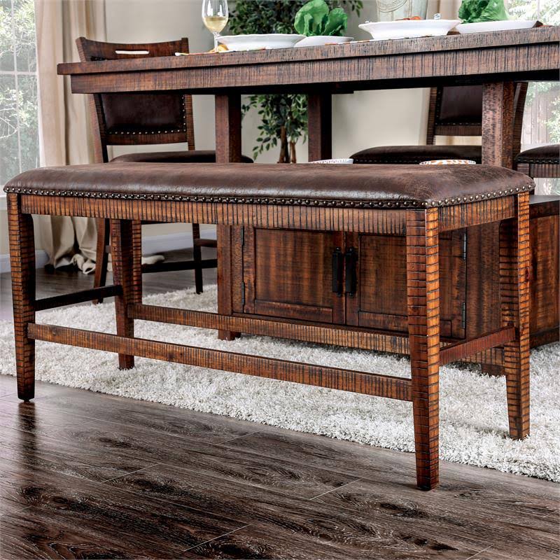 Solid Wood Counter Height Bench in Dark Oak U85978