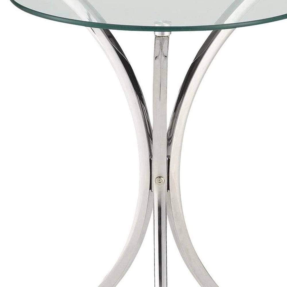 Metal Accent Table with Glass Top, Silver and Clear M420540