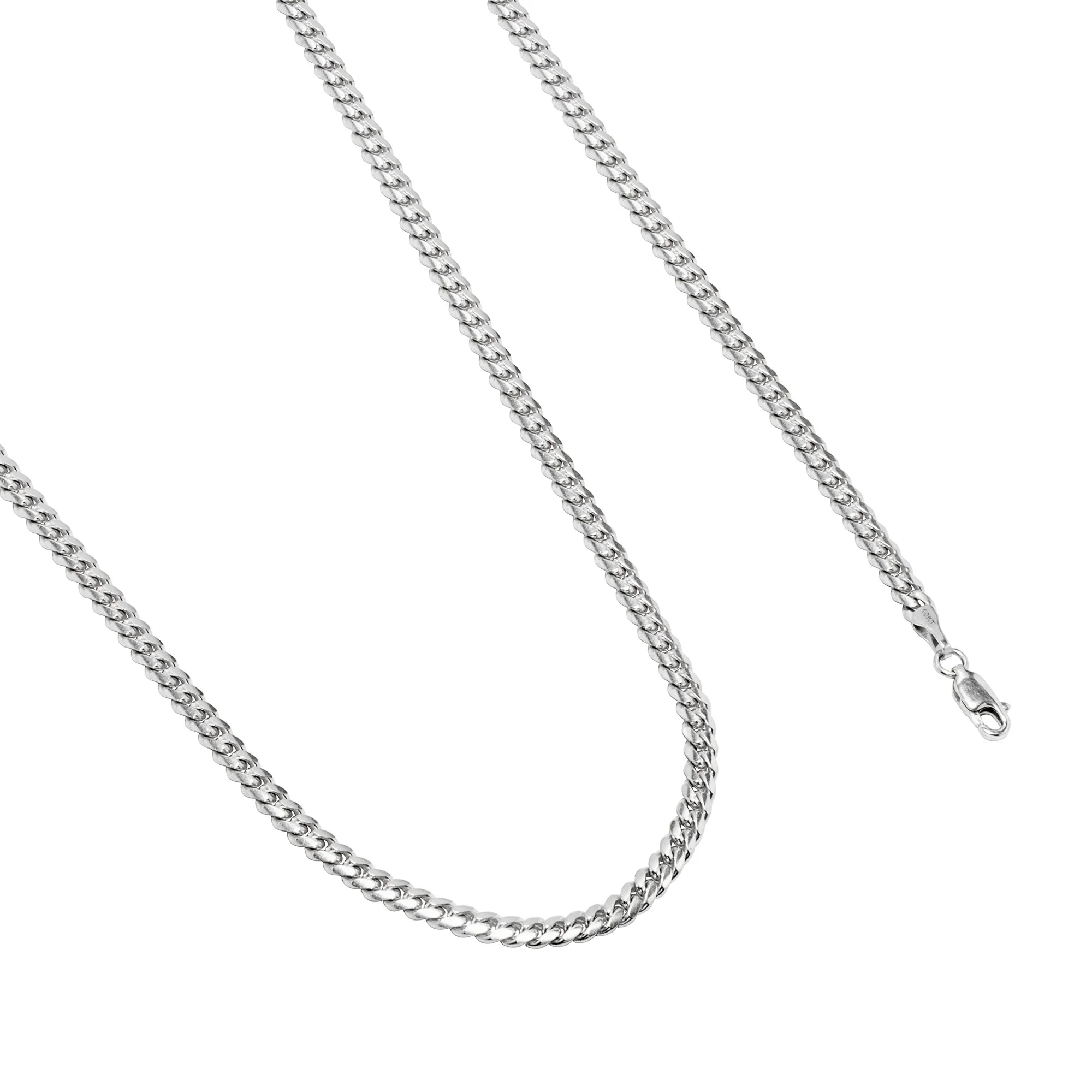 10k White Gold Miami Cuban Link Chain Pendant Necklace 16" - 30" H9914