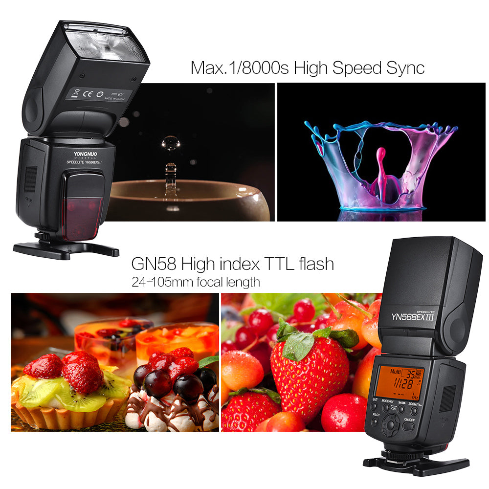 Wireless TTL Master Slave Flash Speedlite GN58 1/8000s High Speed Sync for Canon DSLR Camera O96127