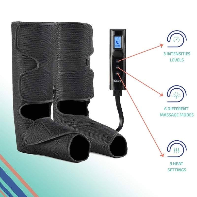 Leg and Foot Air Compression Massager with Heat and 6 Modes L26583