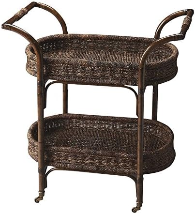 Medium Brown Rattan Bar Cart Z618