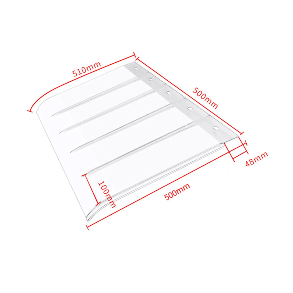Window Canopy Patio Awning Clear PC Cover No Pole Needed Wall Mounted 50x50cm LxW R942