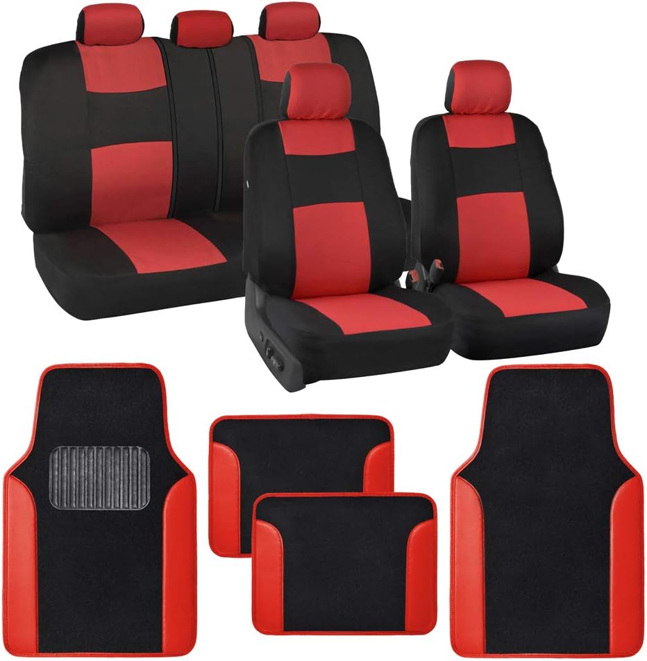 Blue PolyPro Car Seat Covers Full Set with 4-Piece Car Floor Mats E1053