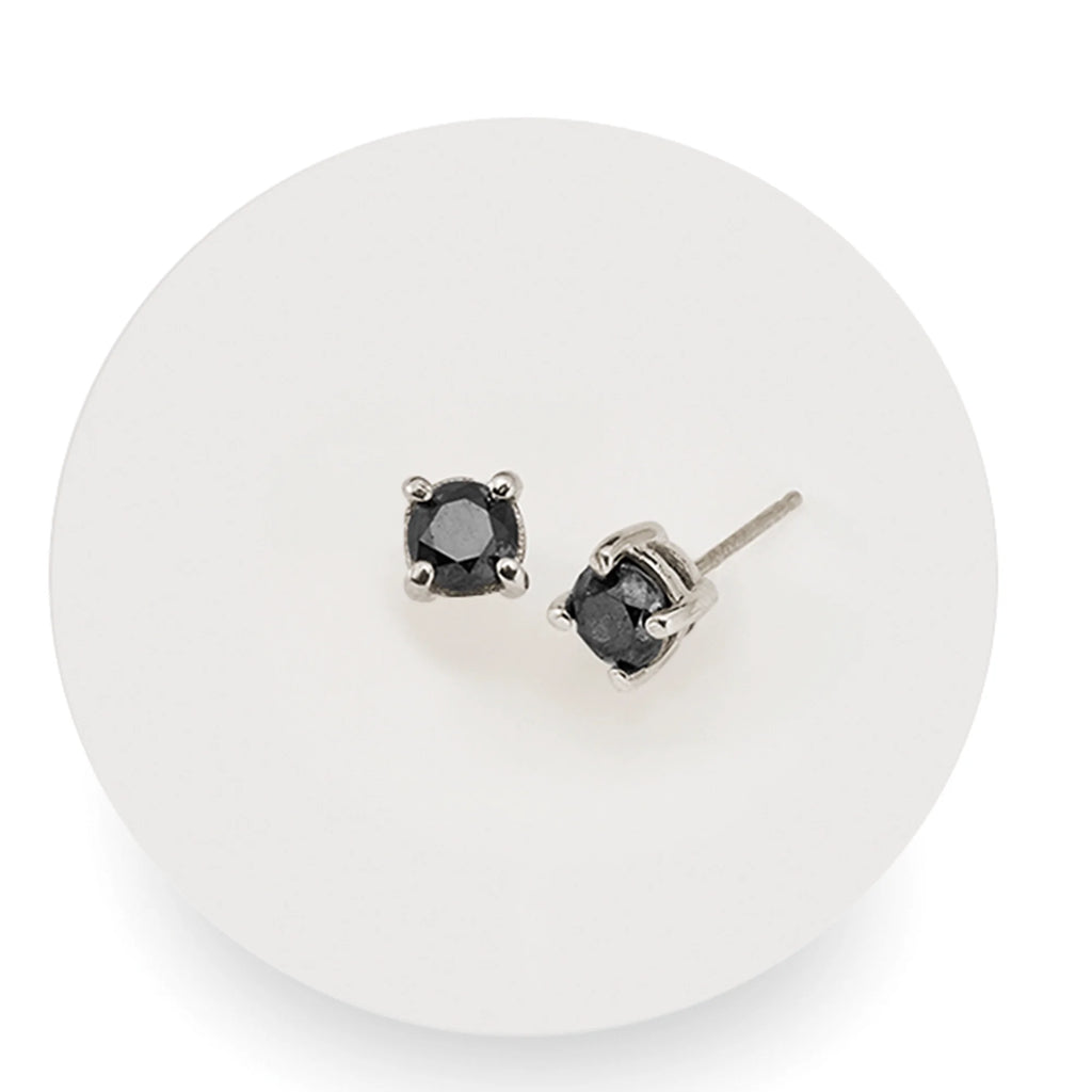 Black Diamond Stud Earrings in Sterling Silver X588168