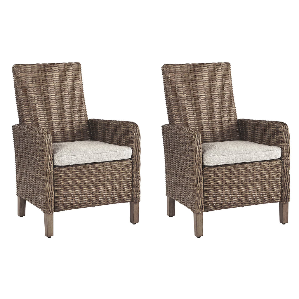 Beige Arm Chair with Cushion, Set of 2 W2549