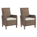 Beige Arm Chair with Cushion, Set of 2 W2549