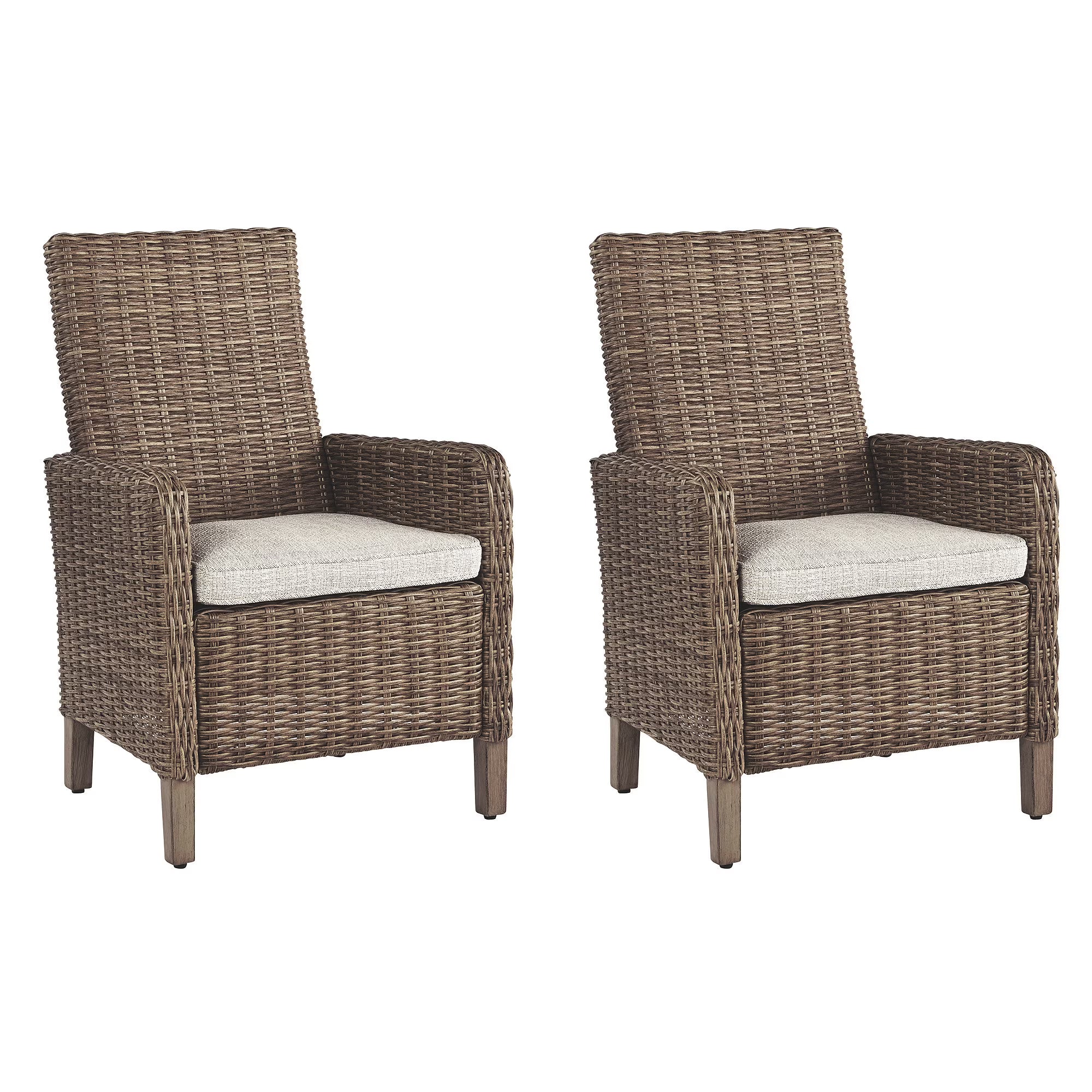 Beige Arm Chair with Cushion, Set of 2 W2549