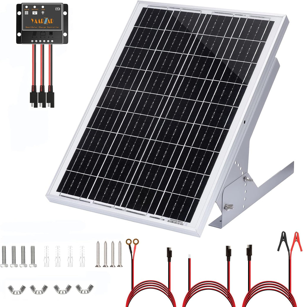 20 Watt 12V Solar Panel Kit with Adjustable Tilt Mount Brackets and 5A PWM Solar Charge Controller U3202