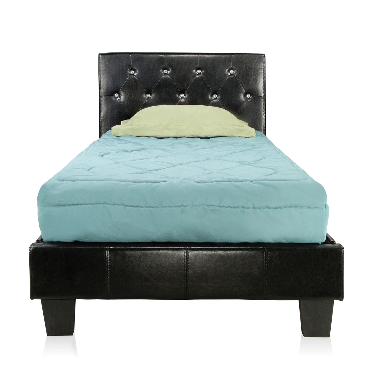 White Faux Leather Upholstered Tufted Platform Bed E65159