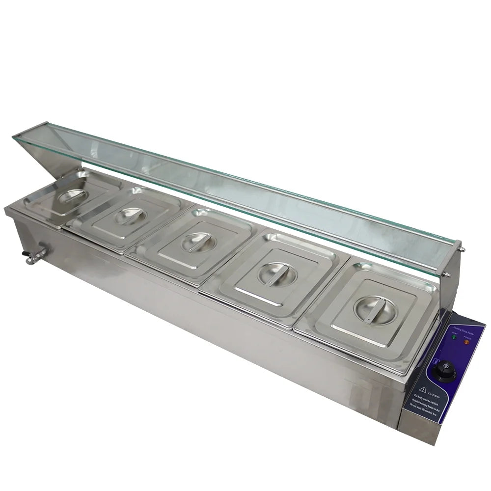 Commercial Canteen Electric Food Warmer 5 Pots Plus Deep D712148