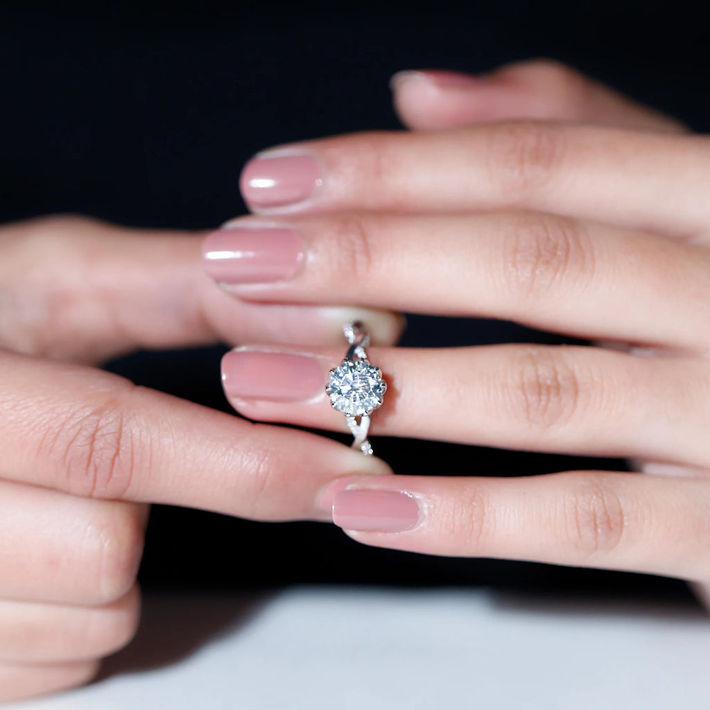 2.50 CT Moissanite Solitaire Engagement Ring with Braided Shank, 925 Sterling Silver I896061