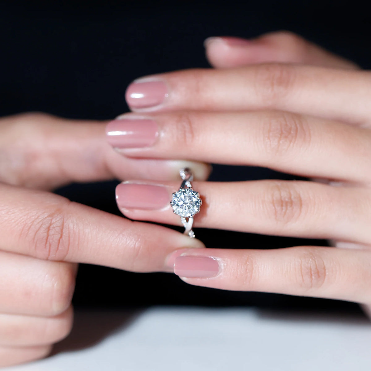 2.50 CT Moissanite Solitaire Engagement Ring with Braided Shank, 925 Sterling Silver I896061
