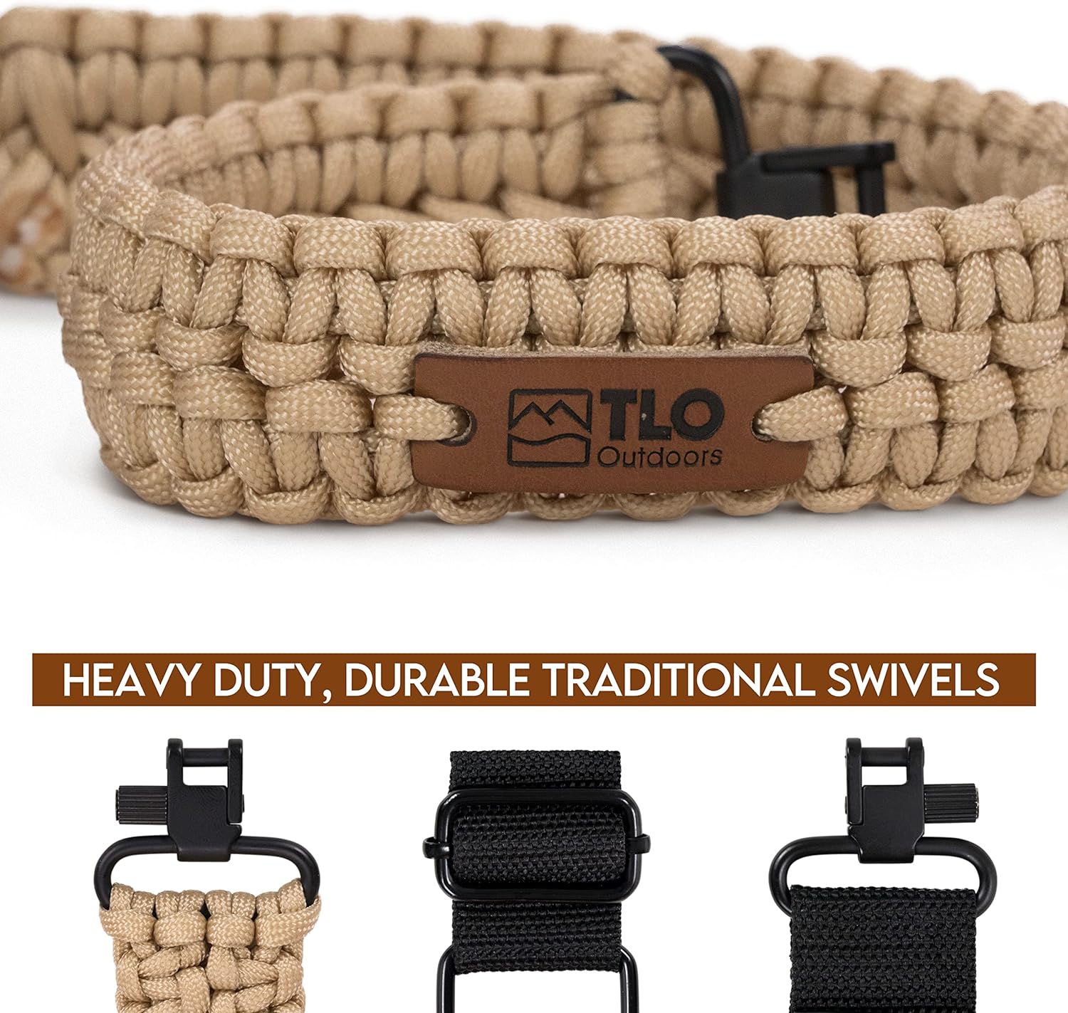 Paracord Gun Sling with Traditional Swivels, Beige G671147
