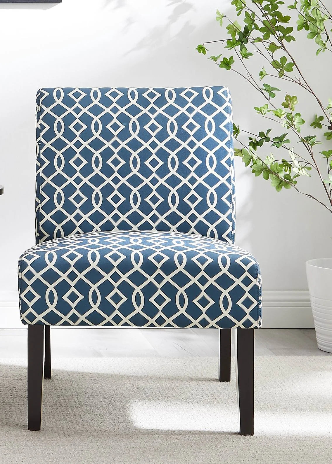 Blue Fabric 3pc Side Table and 2 Chairs Set R559