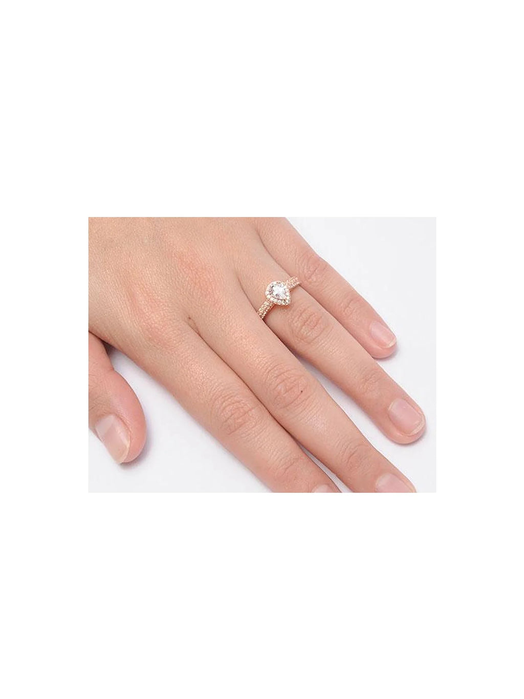 Rose Gold Halo Cz Wedding Ring Set L417