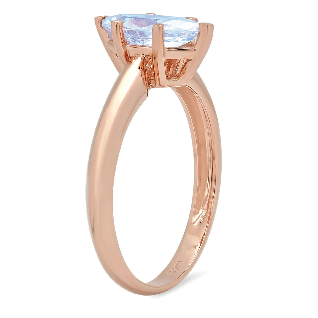 Marquise Cut Blue Topaz 18k Rose Gold Solitaire Ring A568223