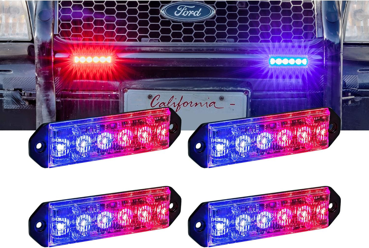 4pc 6W AMBER GREEN LED Flashing Strobe Light Head Emergency Grille Police Light P7478