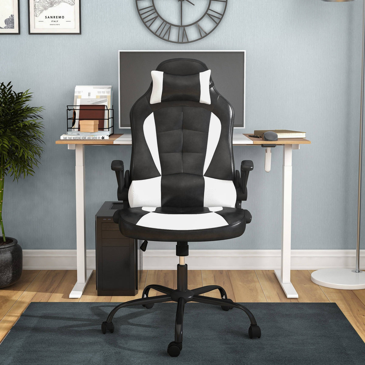 Black and White 47-Inch Desk and Chair Set Z5676