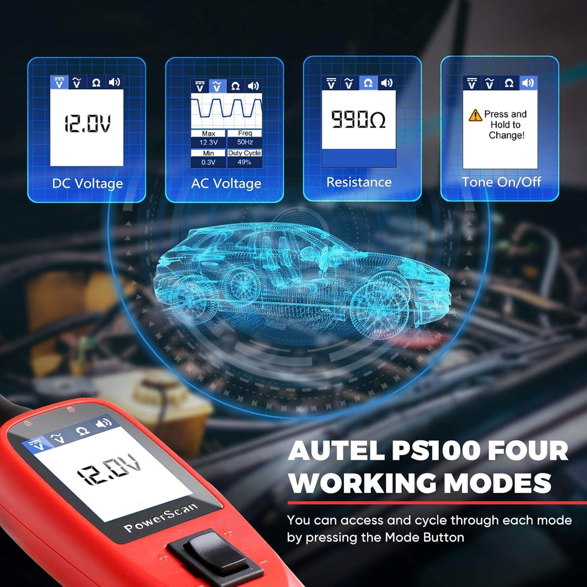 Red Automotive Circuit Tester Digital Voltmeter Y808
