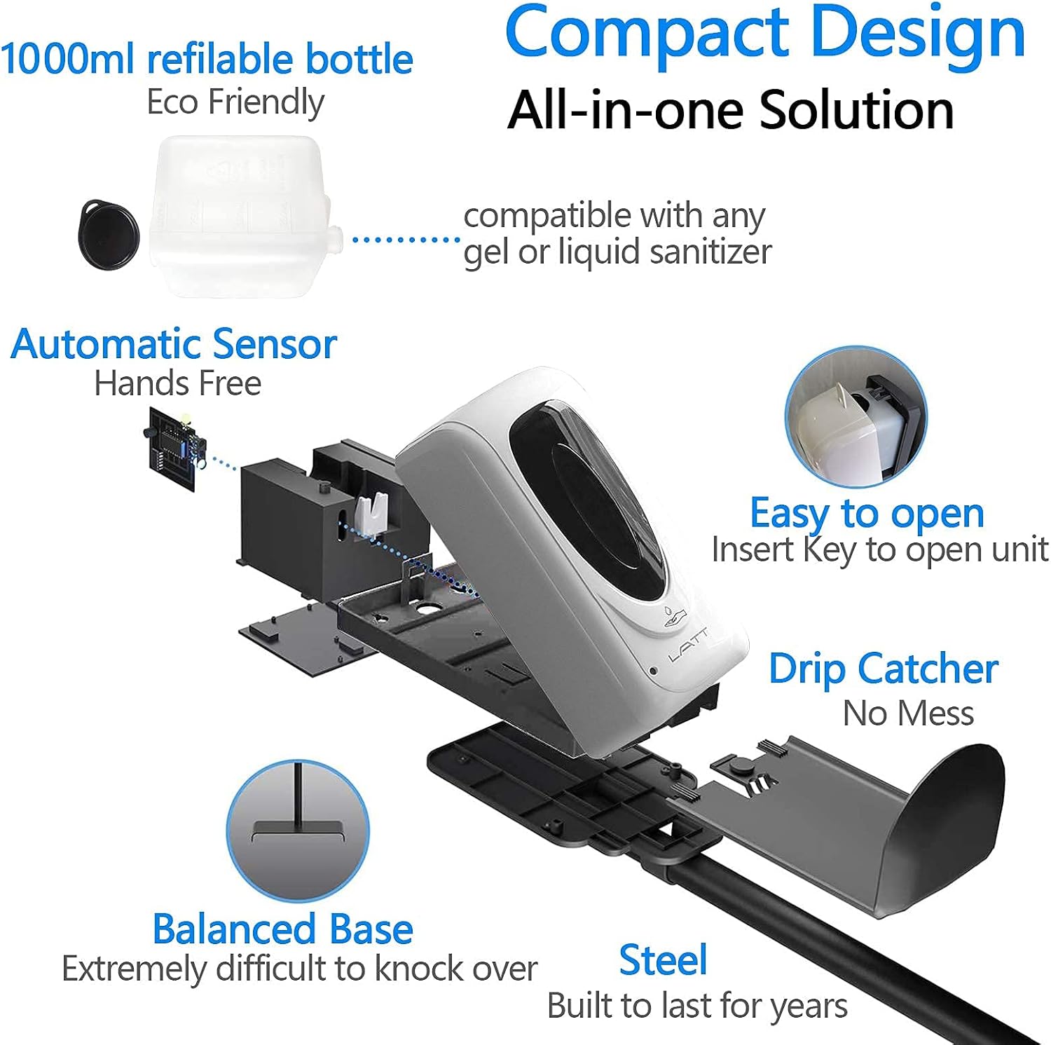 Touchless Hand Sanitizer Dispenser with Stand and 3 Nozzles M518971