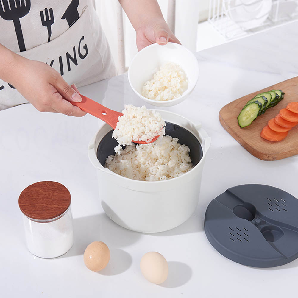 2L Microwave Rice Cooker with Strainer Lid and Rice Spoon V8886