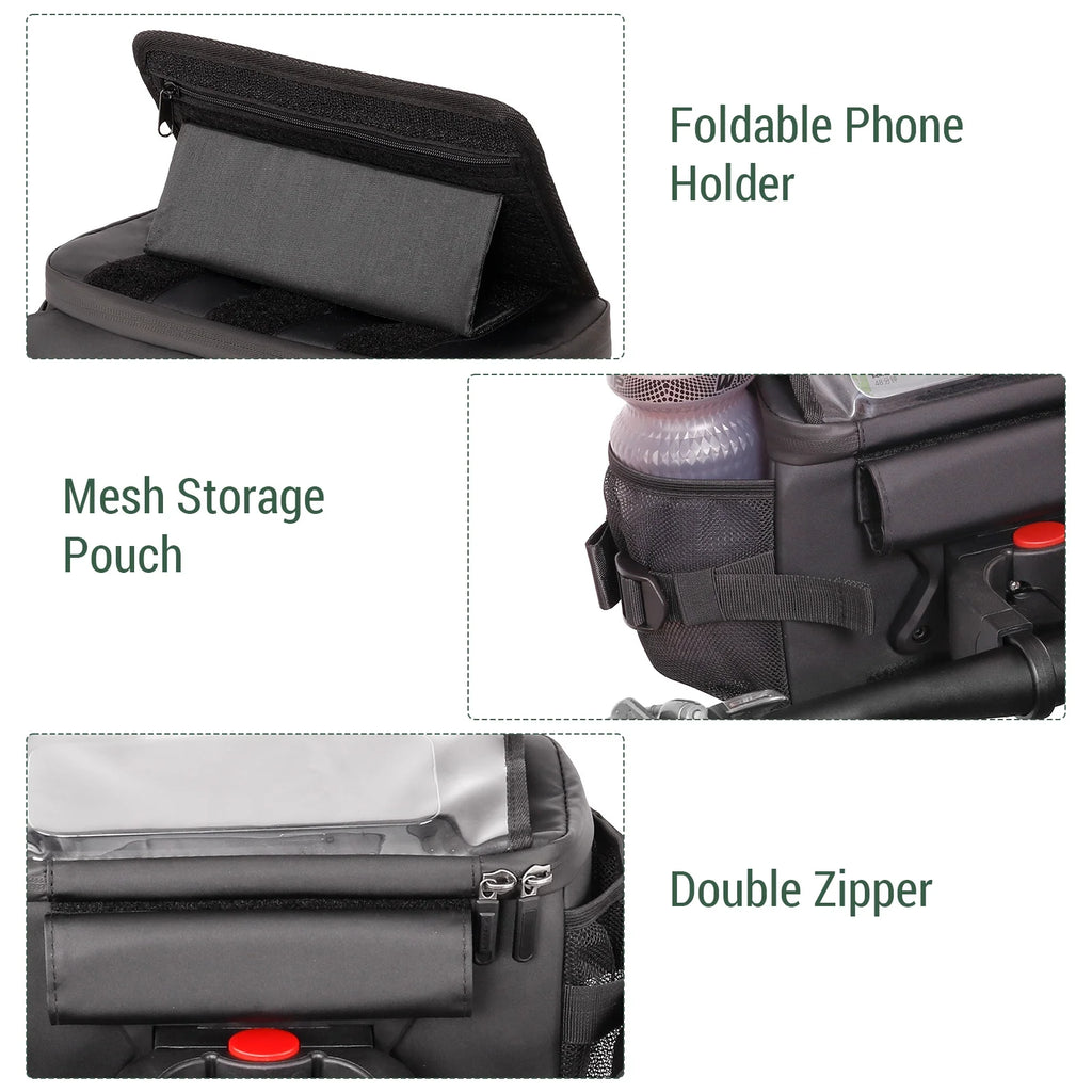 Handlebar Storage Pouch with Touchscreen Phone Holder P9289