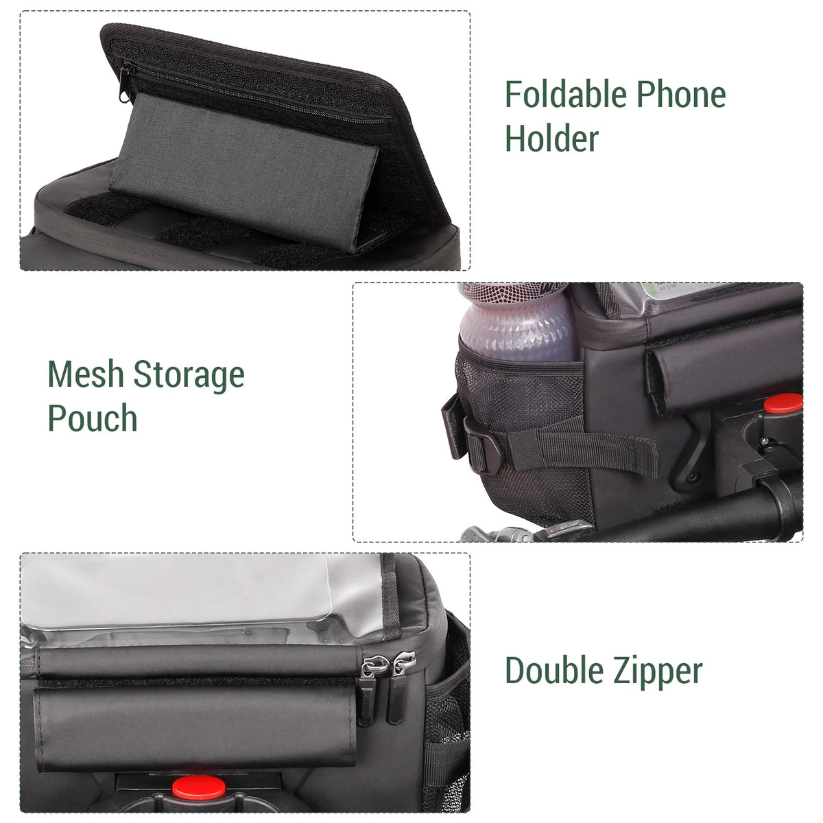 Handlebar Storage Pouch with Touchscreen Phone Holder P9289