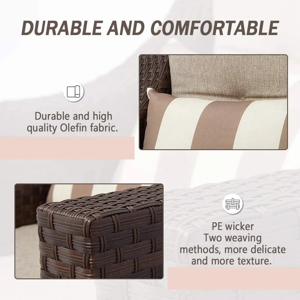5-Piece Outdoor Wicker Conversation Set with Lounge Chairs & Ottomans F937818