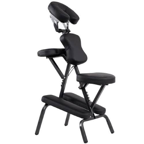 Black PU Leather Travel Massage Chair with Carrying Bag Y2684