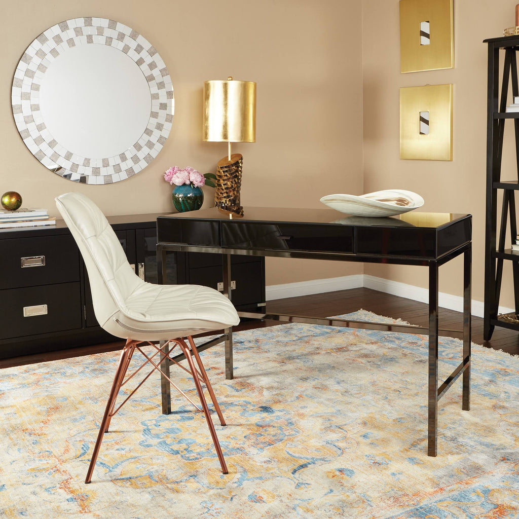 Cream Faux Leather Chair with Rose Gold Base I931