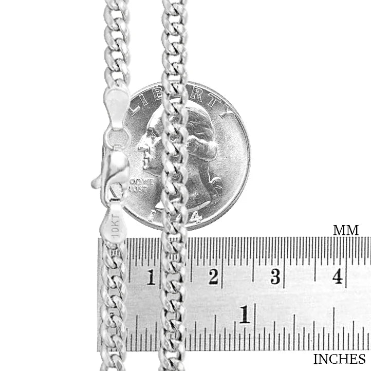 10k White Gold Miami Cuban Link Chain Pendant Necklace 16" - 30" H9914