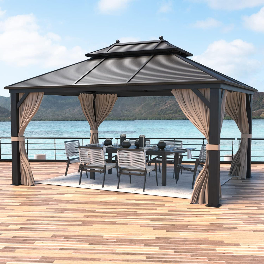 Galvanized Steel Aluminum Frame Gazebo with Netting and Curtains 10'x 13' O1989
