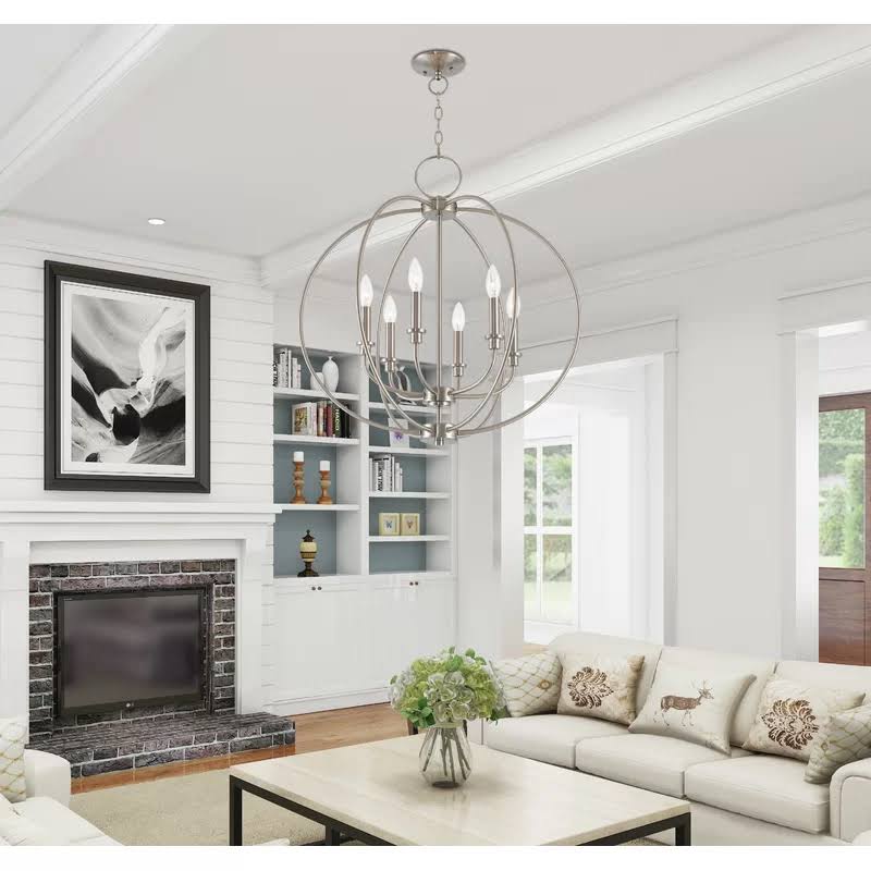 6-Light Globe Chandelier Brushed Nickel T741208