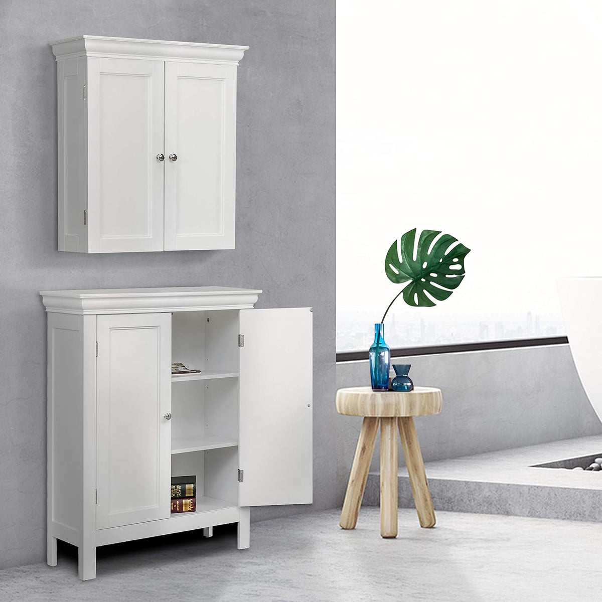 White Detachable Storage Bathroom Cabinet S71762